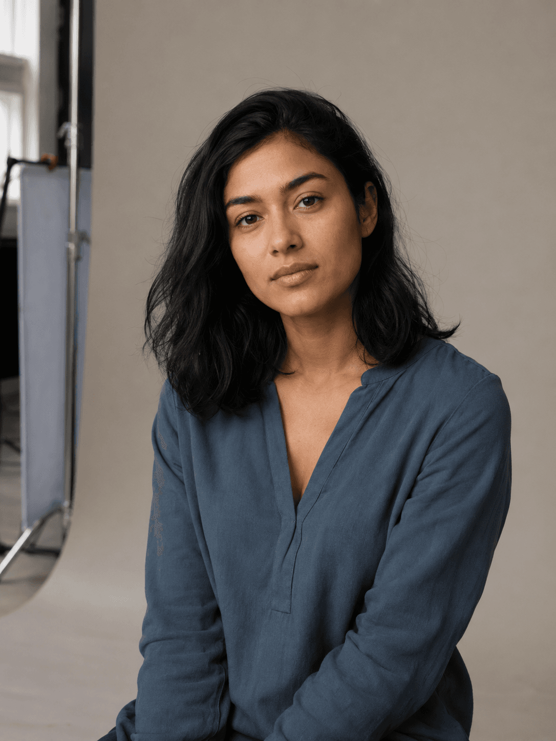 Portrait of a woman photographed in a studio